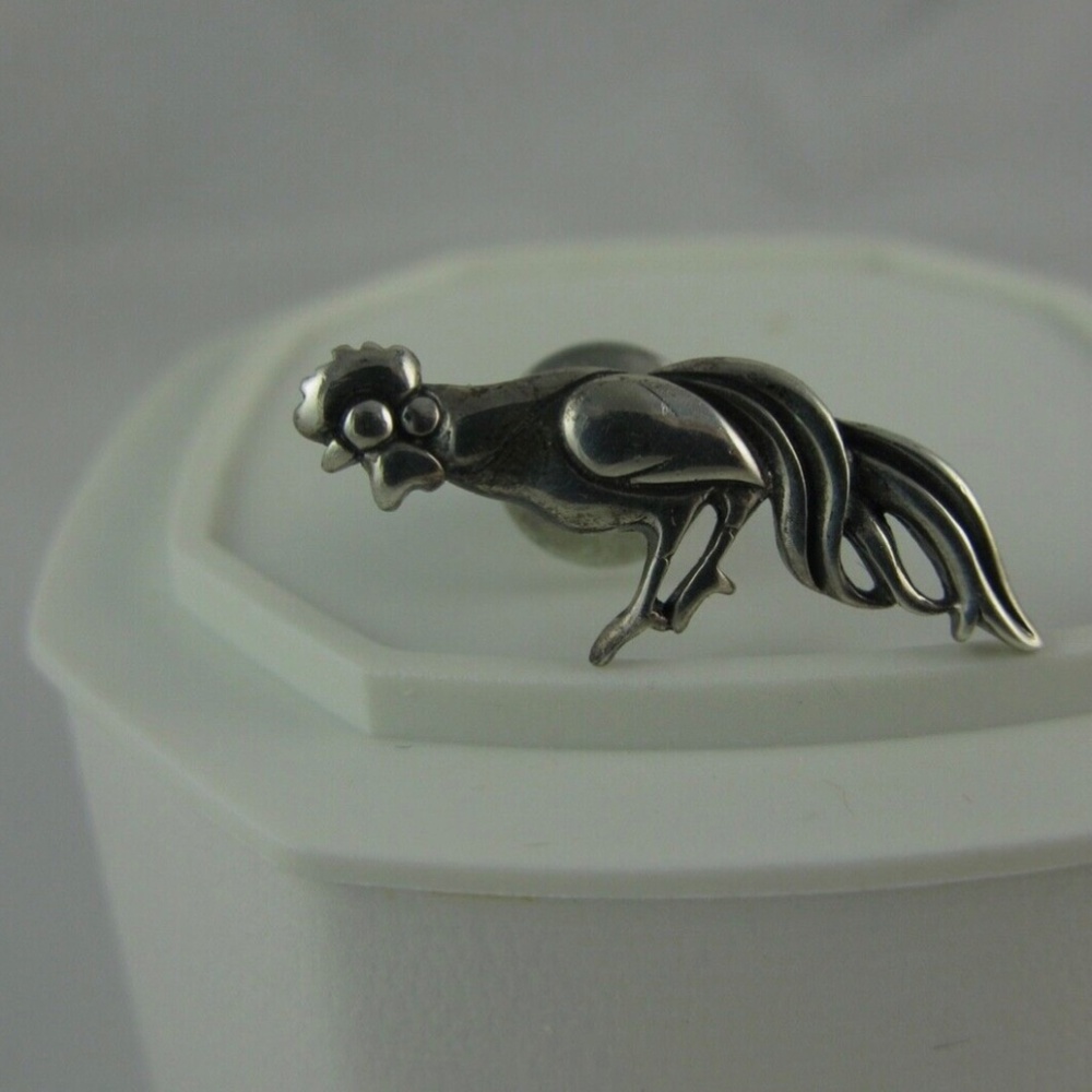 John hardy sterling silver rooster zodiac lapel / tie tac